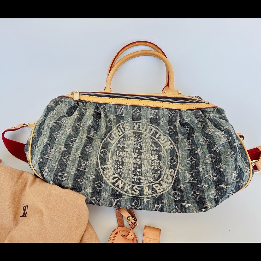 Authentic✅ Louis Vuitton Monogram Denim Cabas Raye GM Travel Bag 2 Way M95336 - Picture 5 of 12